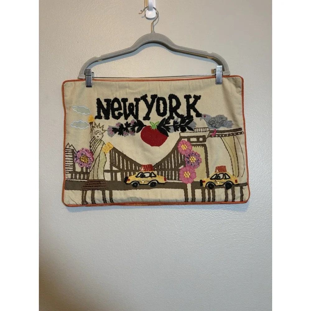 World Market New York Pillow Cover‎ Statue Of Liberty Boho Travel Art Decor Taxi